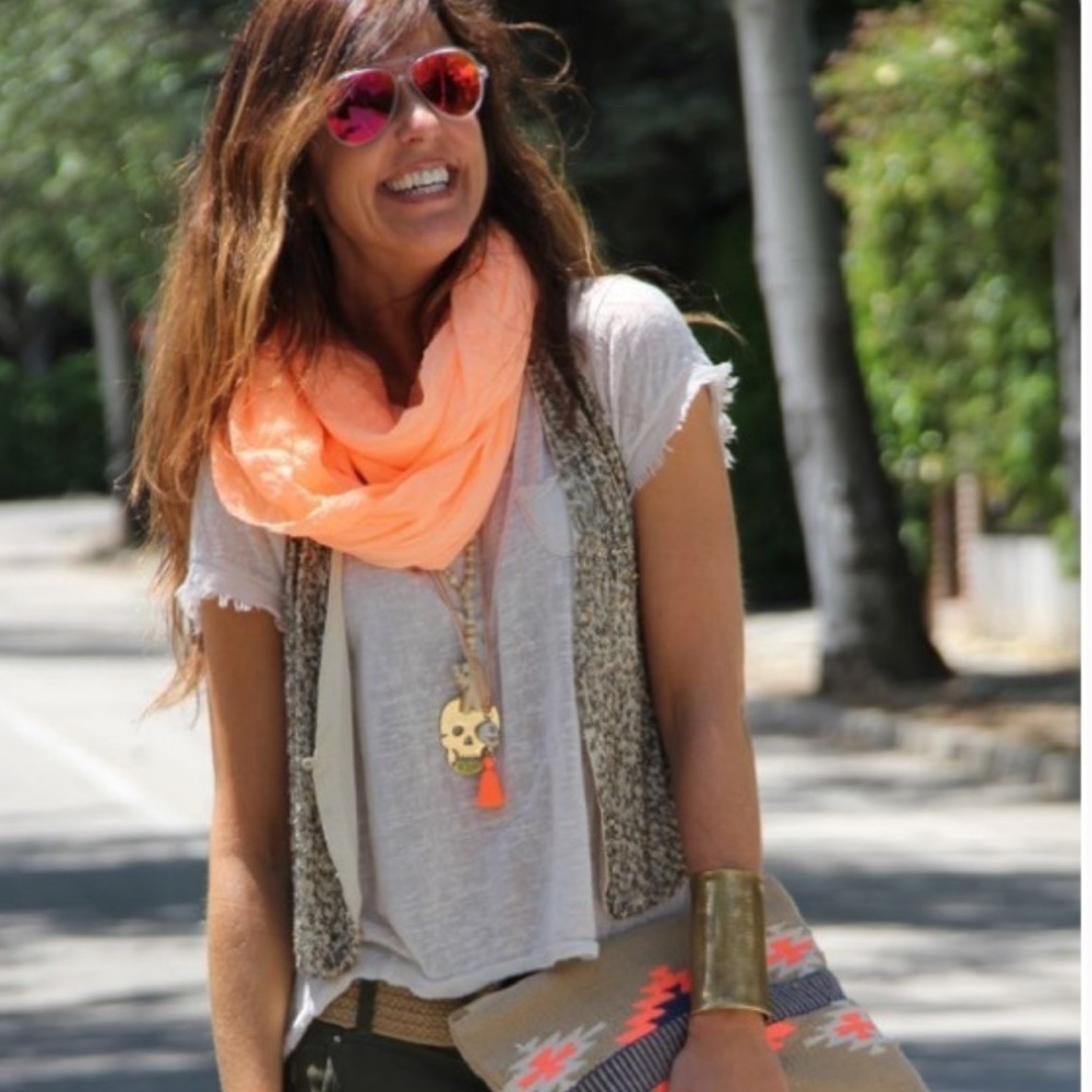 Charlotte Russe Marled Neon Coral Infinity Scarf